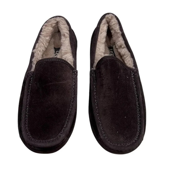 UGG Plush Men\'s Slipper Ascot Corduroy II Lined Stout Brown US 7